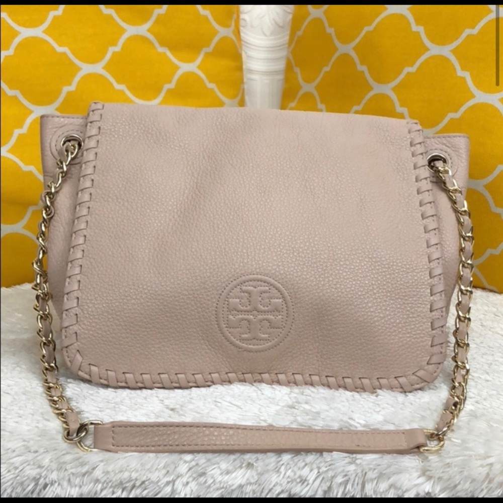 Tory Burch White Oak Whipstitch Purse